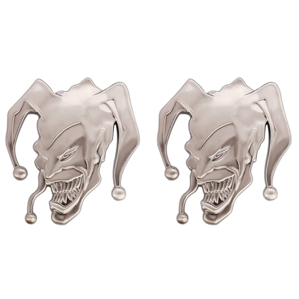 2 Stück Jocker Emblem Nester Abzeichen Metall Cast Clown Schädel Seitenblech Heckklappe 3D Autoaufkleber (Pistole) von SGW