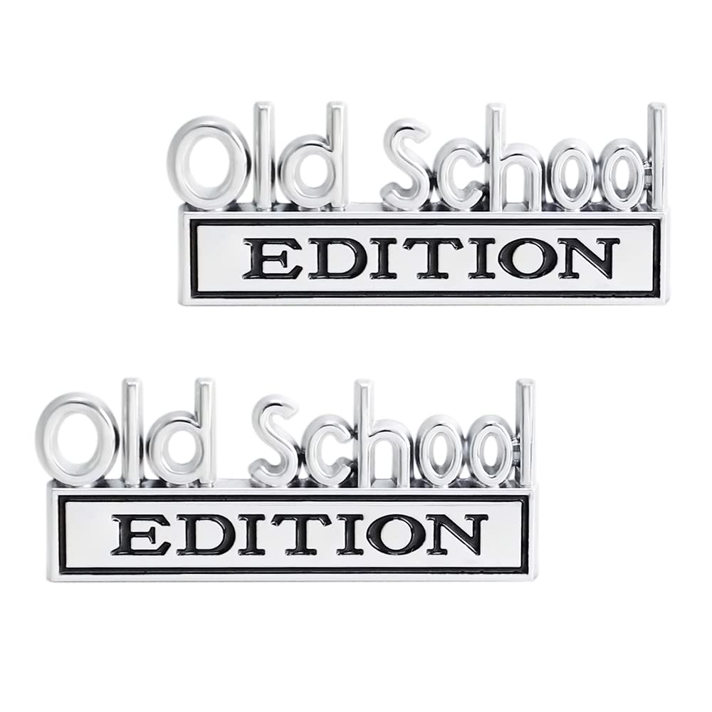 2 Stück Old School Edition Emblem Kofferraumhaube Ersatz für Kofferraumhaube Tür und alle Fahrzeuge (Silber Schwarz) von SGW