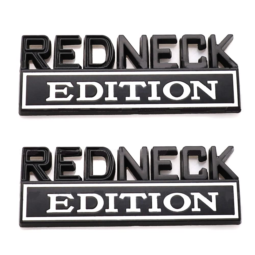 2 Stück Redneck Edition Emblem Auto LKW Ersatz für Universal Fahrzeug Auto LKW SUV (Schwarz Weiß) von SGW