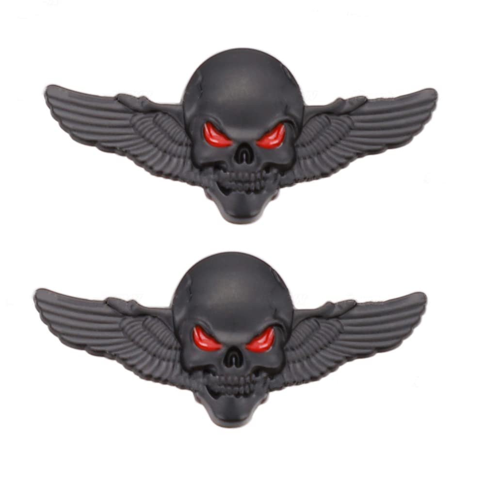 2 Stück Schädel Skull Emblem Auto Aufkleber 3D Schädel Abzeichen Auto Styling Aufkleber Zubehör für Auto Motorrad von SGW