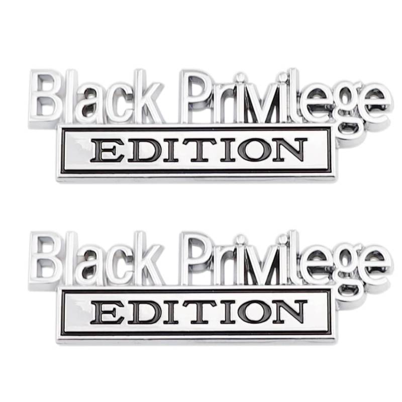 2 Stück Schwarze Privilege Emblem Ausgabe Auto Abzeichen Aufkleber-Silber-schwarz(Silber-Schwarz) von SGW