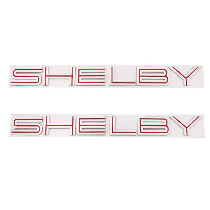 2 Stück Shelby Emblem 3D Auto Abzeichen Aufkleber Brief Namensschild Ersatz für Shelby Car Styling (Rot Weiß) von SGW