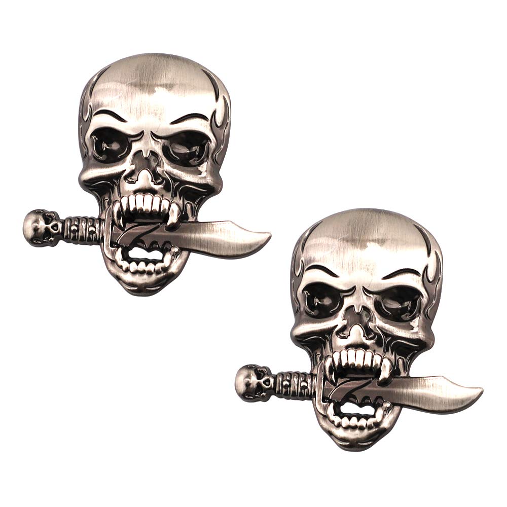 2 Stück Skull Emblem Logo Aufkleber für alle Fahrzeuge Gepäckfächer Türen und Fenster (Bronze) von SGW