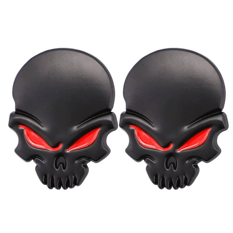 2 Stück Skull Emblem Logo Aufkleber für alle Fahrzeuge Gepäckfächer Türen und Fenster (schwarz) von ZOUXO