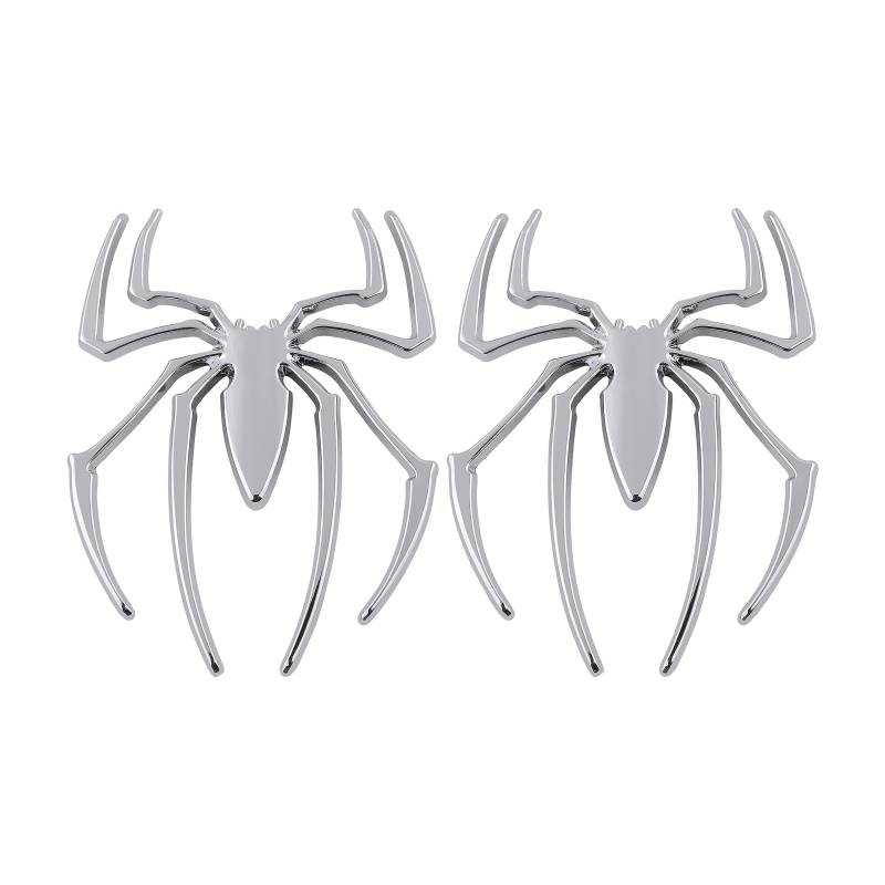 2 Stück Spinne Emblem Auto Logo Aufkleber Abzeichen Spinne Aufkleber (Silber) von SGW