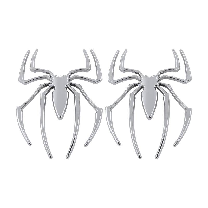 2 Stück Spinne Emblem Auto Logo Aufkleber Abzeichen Spinne Aufkleber (Silber) von WEISI