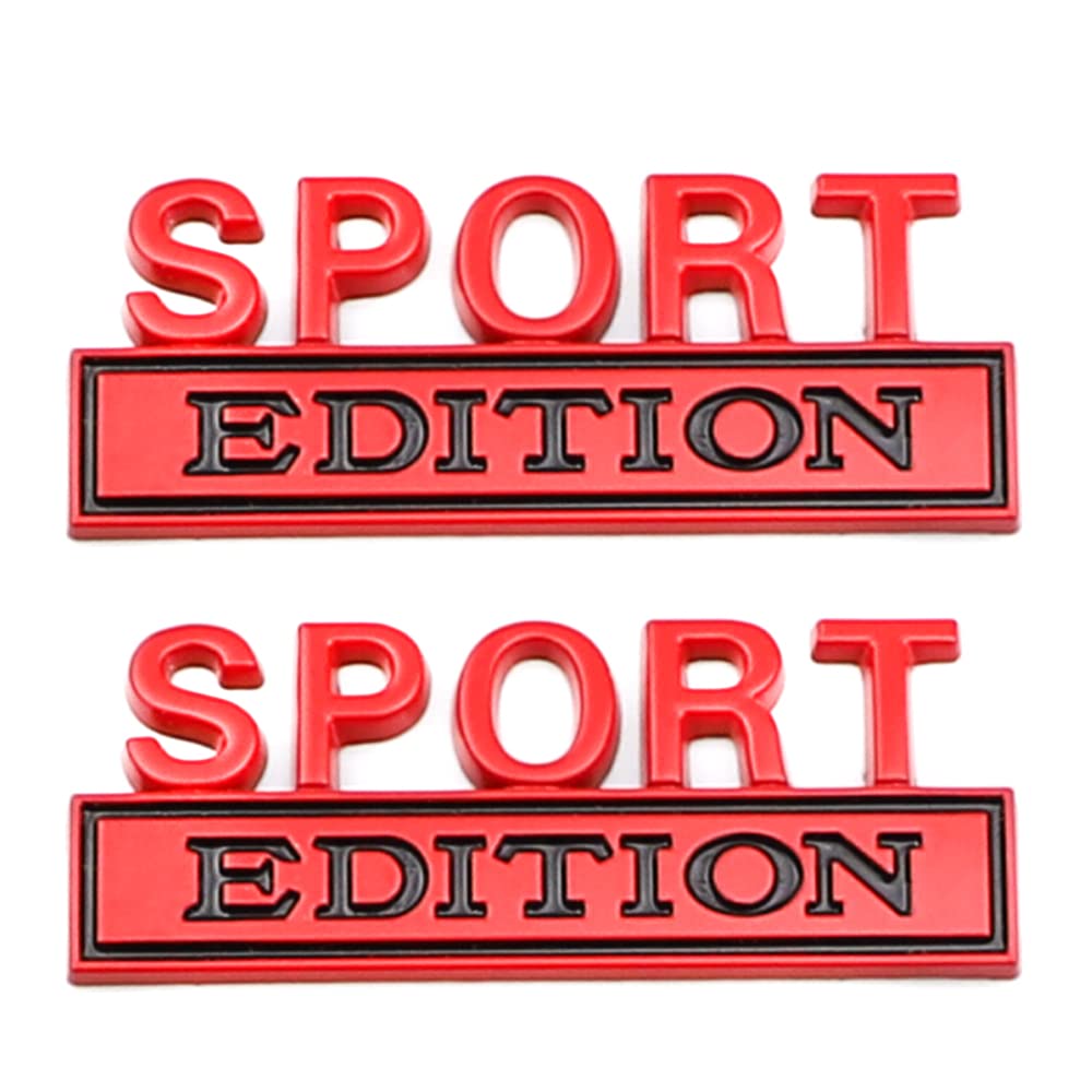 2 Stück Sport Edition Emblem passend für alle Fahrzeugtüren, Karosseriegepäck und andere Gegenstände (rot) von SGW
