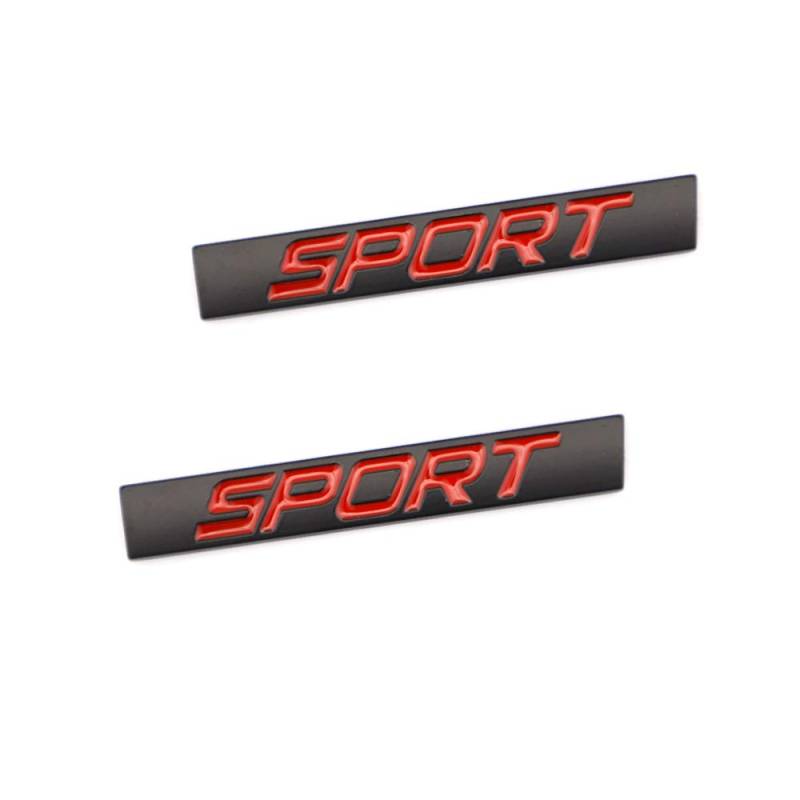 2 x Sport-Emblem, 3D-Metall-Auto-Dekoration, Metall-Klebe-Buchstabe, Sport, LKW, Auto-Abzeichen, Emblem, Aufkleber (schwarz rot) von ZOUXO