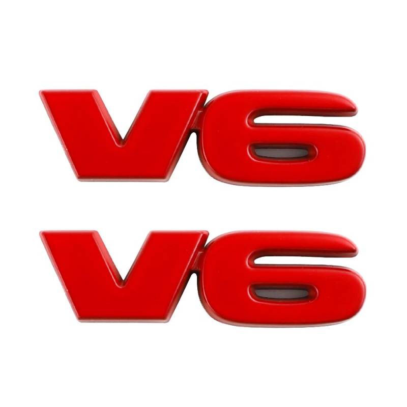 2 Stück V6 Edition Emblem Anwendbar für alle Fahrzeugtüren Karosseriegepäck und andere Gegenstände (rot) von SGW