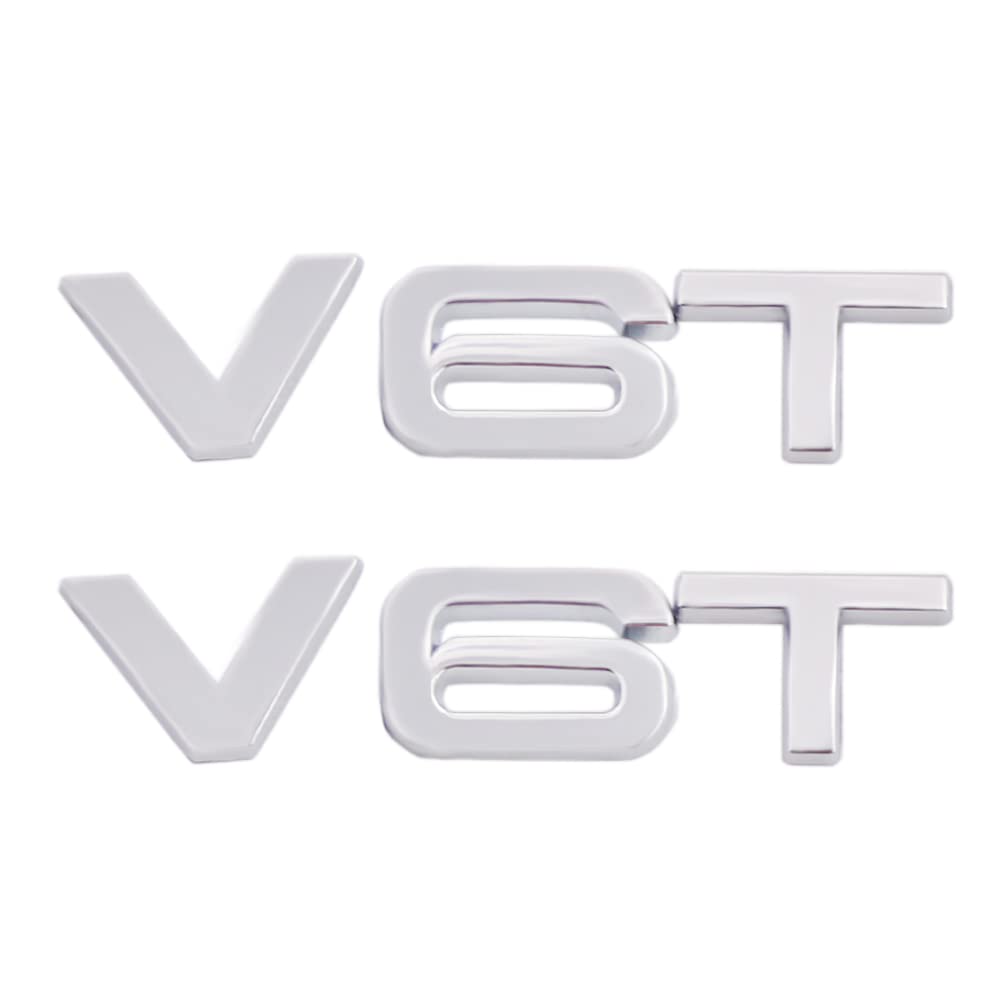 2 Stück V6T Emblem Aufkleber ist anwendbar für alle Fahrzeug-Kofferraumtüren und Fensterdekoration (silberfarben) von SGW