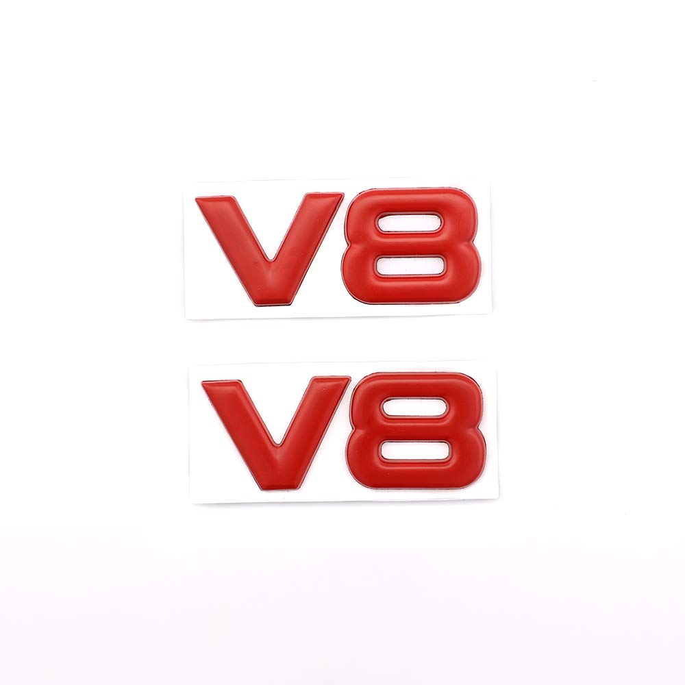 2 Stück V8 Emblem 3D Metall V8 Motor Display Auto Aufkleber Emblem Auto Abzeichen (rot) von IUSOT