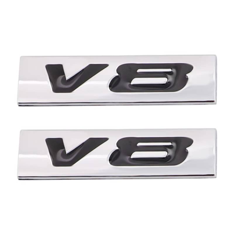 2 Stück V8 Emblem Aufkleber ist anwendbar für alle Fahrzeug-Kofferraumtüren und Fensterdekorationen (schwarz/silberfarben) von SGW