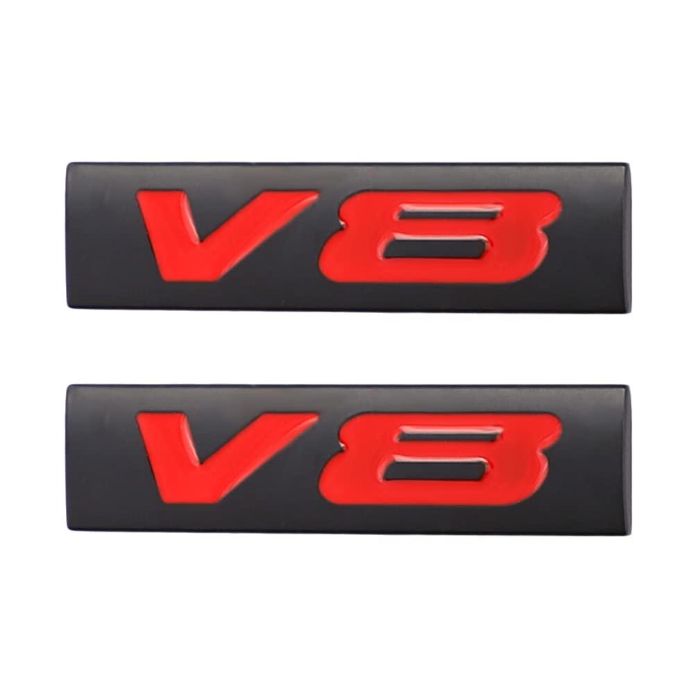 2 Stück V8 Emblem Aufkleber ist für alle Fahrzeug-Kofferraumtüren und Fensterdekorationen geeignet (schwarz-rot) von SGW