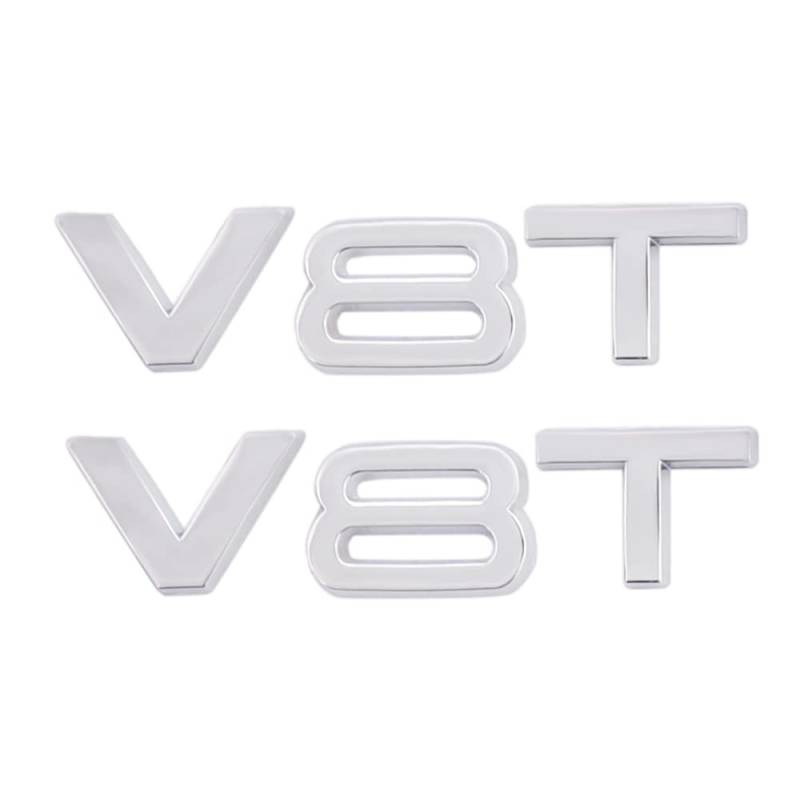 2 Stück V8T Emblem Aufkleber ist anwendbar für alle Fahrzeug-Kofferraumtüren und Fensterdekoration (silberfarben) von SGW