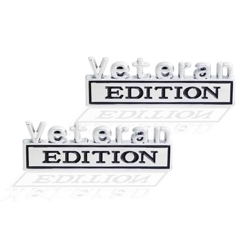 2 Stück Veteranen-Edition-Emblem-Aufkleber ist anwendbar für alle Fahrzeug-Kofferraumtüren und Fensterdekoration (Silber-Schwarz) von SGW