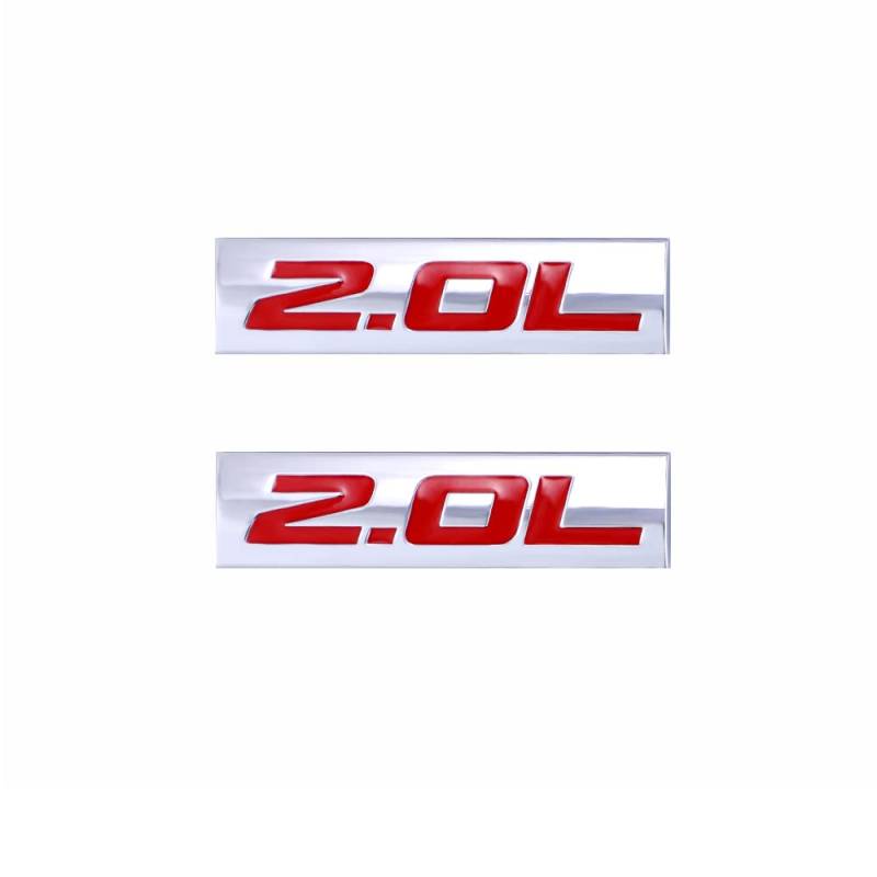 2 x 2,0 l Emblems Stick Logo Abzeichen Auto Tür Fender Aufkleber Seitenflügel Aufkleber (Silber Rot) von SGW