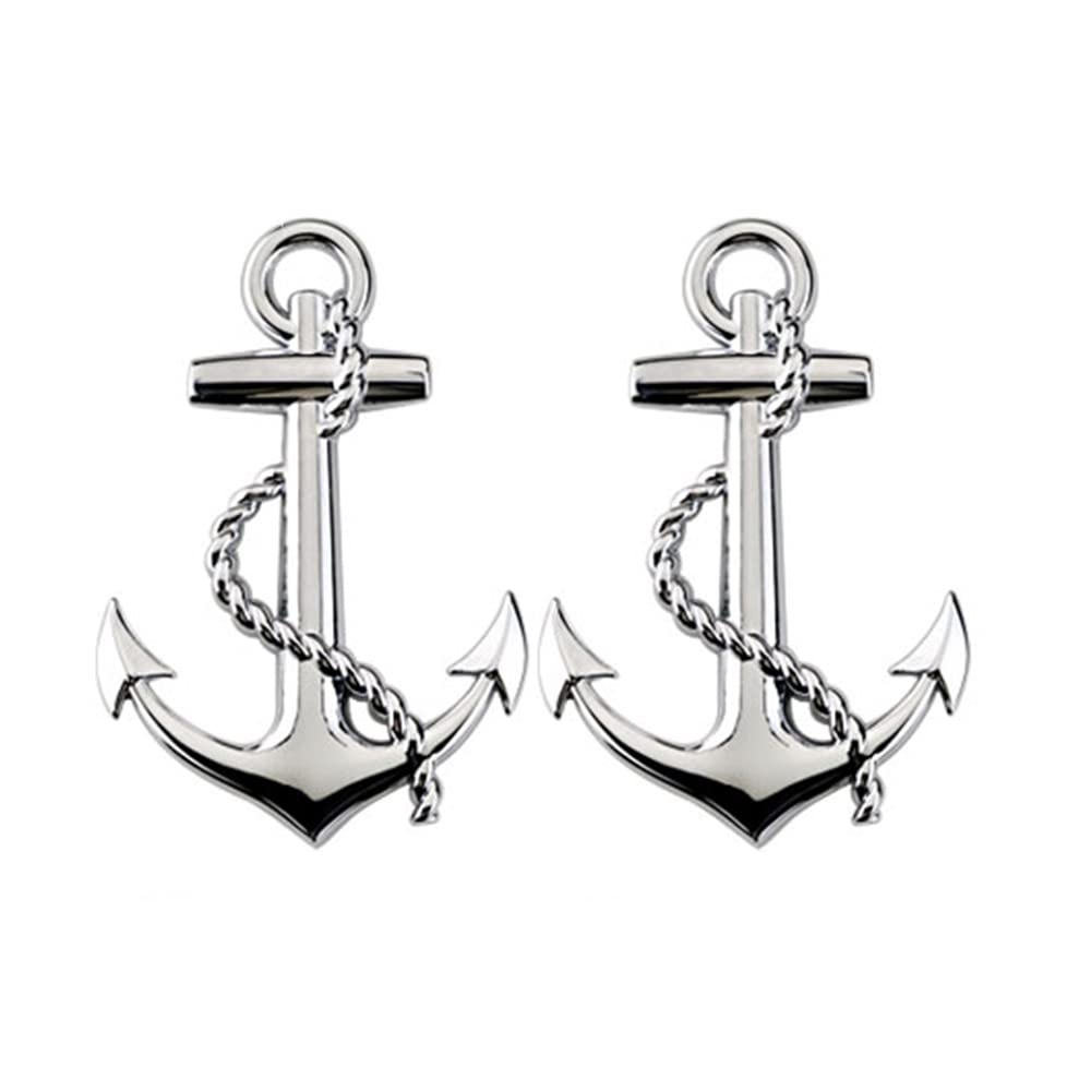 2 x Anker-Emblem, Chrom-Metall-Aufkleber, Emblem, Auto-Aufkleber für Logo aller Modelle (silberfarben) von SGW