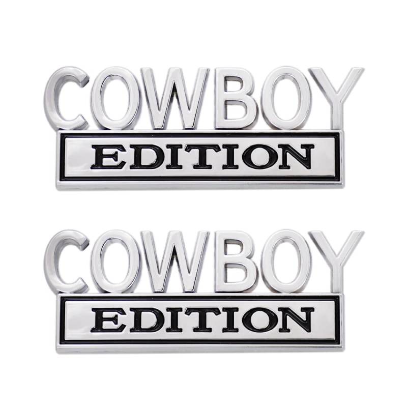 2 x Cowboy-Edition-Emblem, Auto-Abzeichen, Ersatz für universelle Fahrzeuge, Autos, LKWs, SUVs (silberfarben, schwarz) von SGW