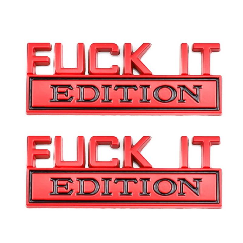 2 x Fuck-IT Edition Emblem Abzeichen 3D Schutzblech Abzeichen Aufkleber für Autos, LKW, Motorräder, Gepäck, Kühlschränke usw. (Fuck It Red) von SGW