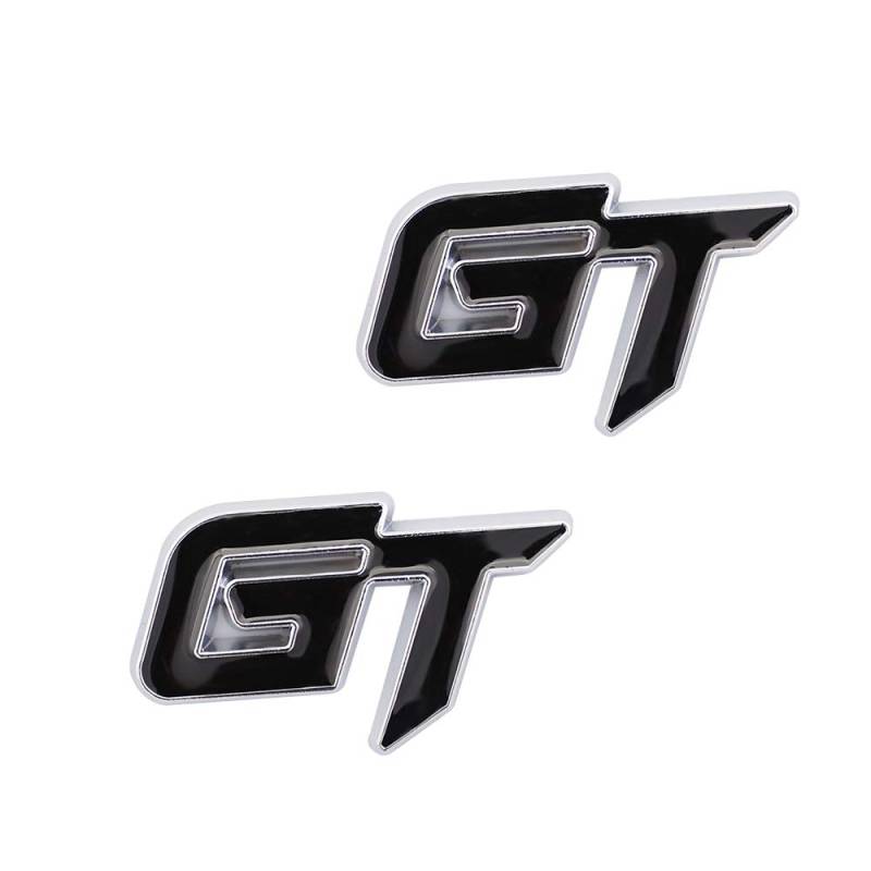 2 x GT Emblem Logo Auto Emblem Premium 3D Badge Auto Racing Car Aufkleber Grand Tourer Aufkleber (schwarz) von SGW