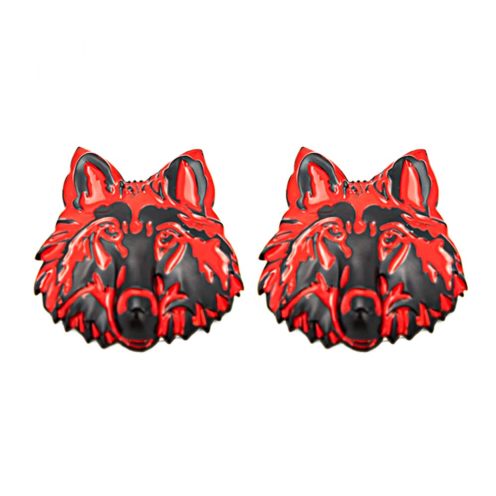 2 x Wolfskopf-Emblem, 3D-Metall-Aufkleber, passend für Auto, LKW, Motorrad, Roller, Motorrad, Auto (rot) von SGW