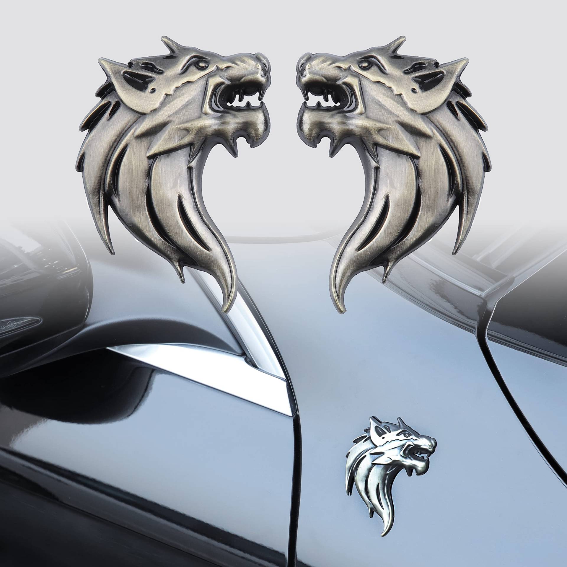 2x Wolfskopf Emblem Auto Aufkleber Wolf Aufkleber Windschutzscheiben Dekoration für Autos (Kupfer) von SGW