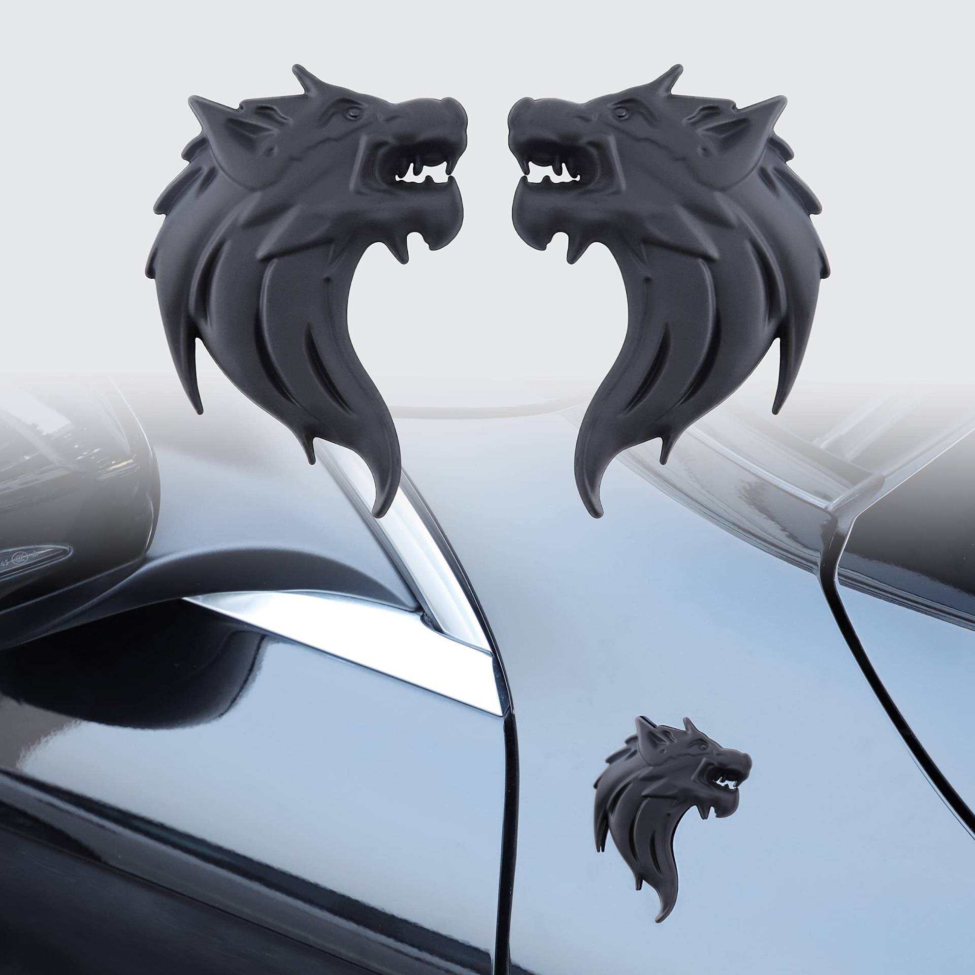 2x Wolfskopf Emblem Auto Aufkleber Wolf Aufkleber Windschutzscheiben Dekoration für Autos (schwarz) von SGW