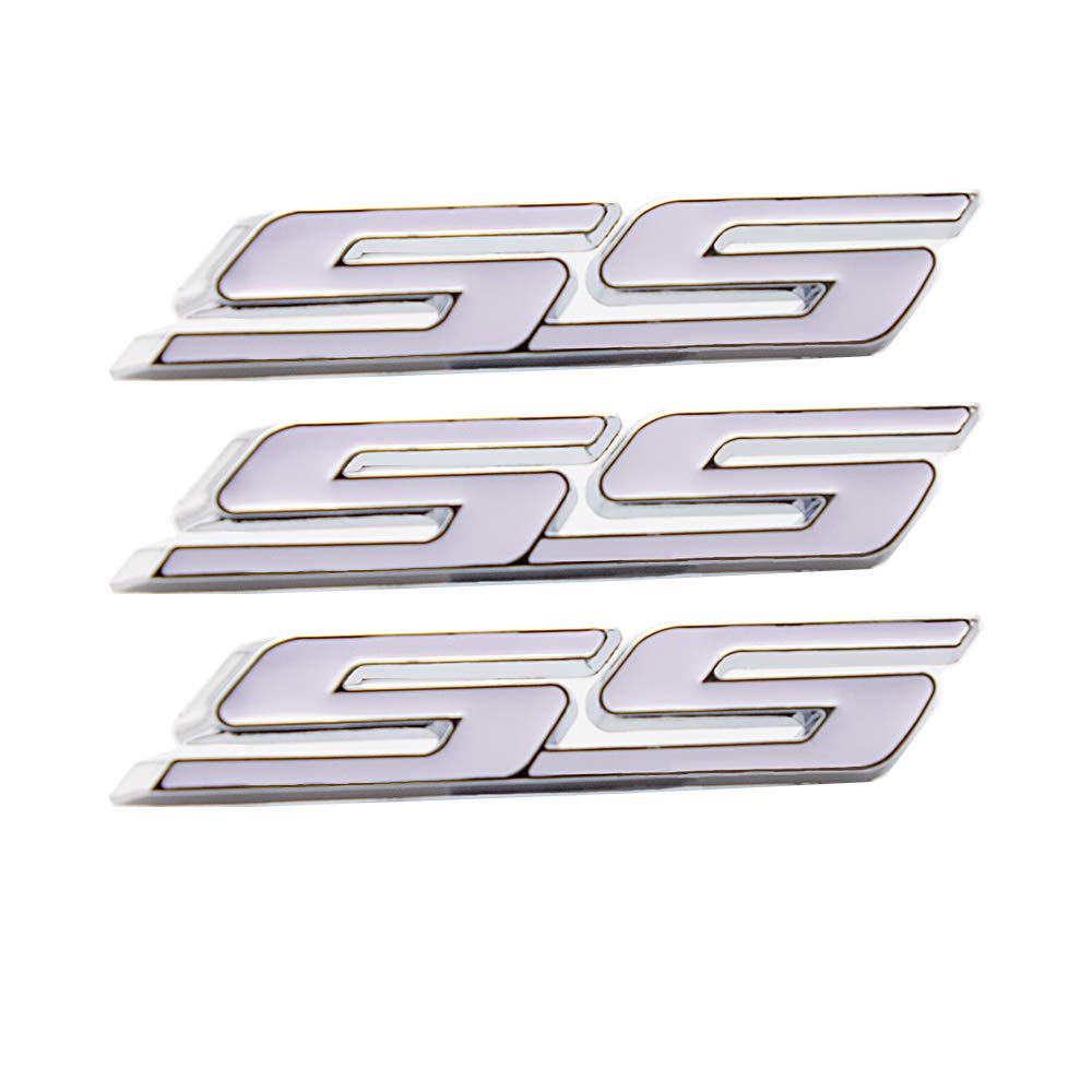 3 Stück 3D Metall SS Aufkleber Autokopf Emblem Abzeichen Chrom Aufkleber für Die meisten Automodelle (weiß) von SGW