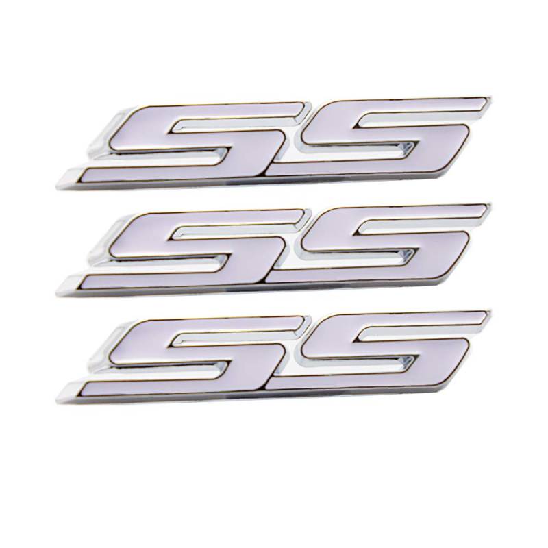 3 Stück 3D Metall SS Aufkleber Autokopf Emblem Abzeichen Chrom Aufkleber für Die meisten Automodelle (weiß) von SGW