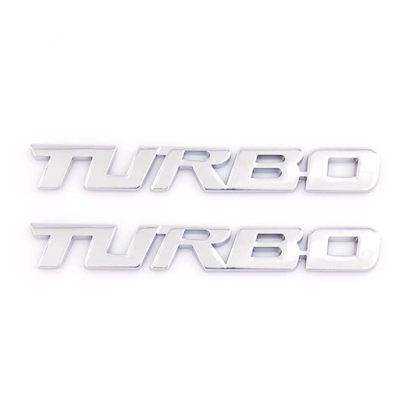 3D-Metall-Turbo-Emblem, Auto-Seitenkotflügel, Heckkoffer, Aufkleber, Turbo-Emblem, Ersatz für universelle Autos (Silber) von PGONA