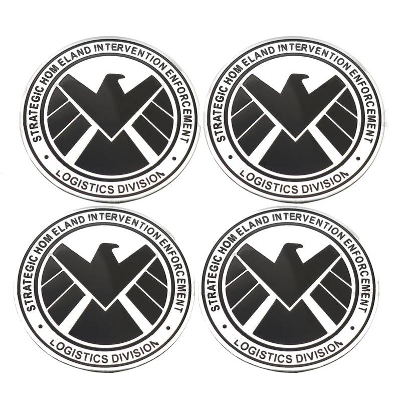 4 Stück Radnabenkappen, Mittelabdeckung, Emblem, Aufkleber für Schild, Emblem, Aluminiumlegierung (Silber) von SGW
