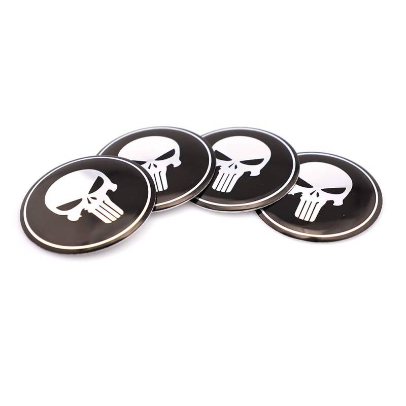 Radnabenkappen, Radkappen, Radkappen, Aufkleber, Emblem, Aufkleber für Totenkopf-Emblem, Schwarz, 4 Stück von SGW