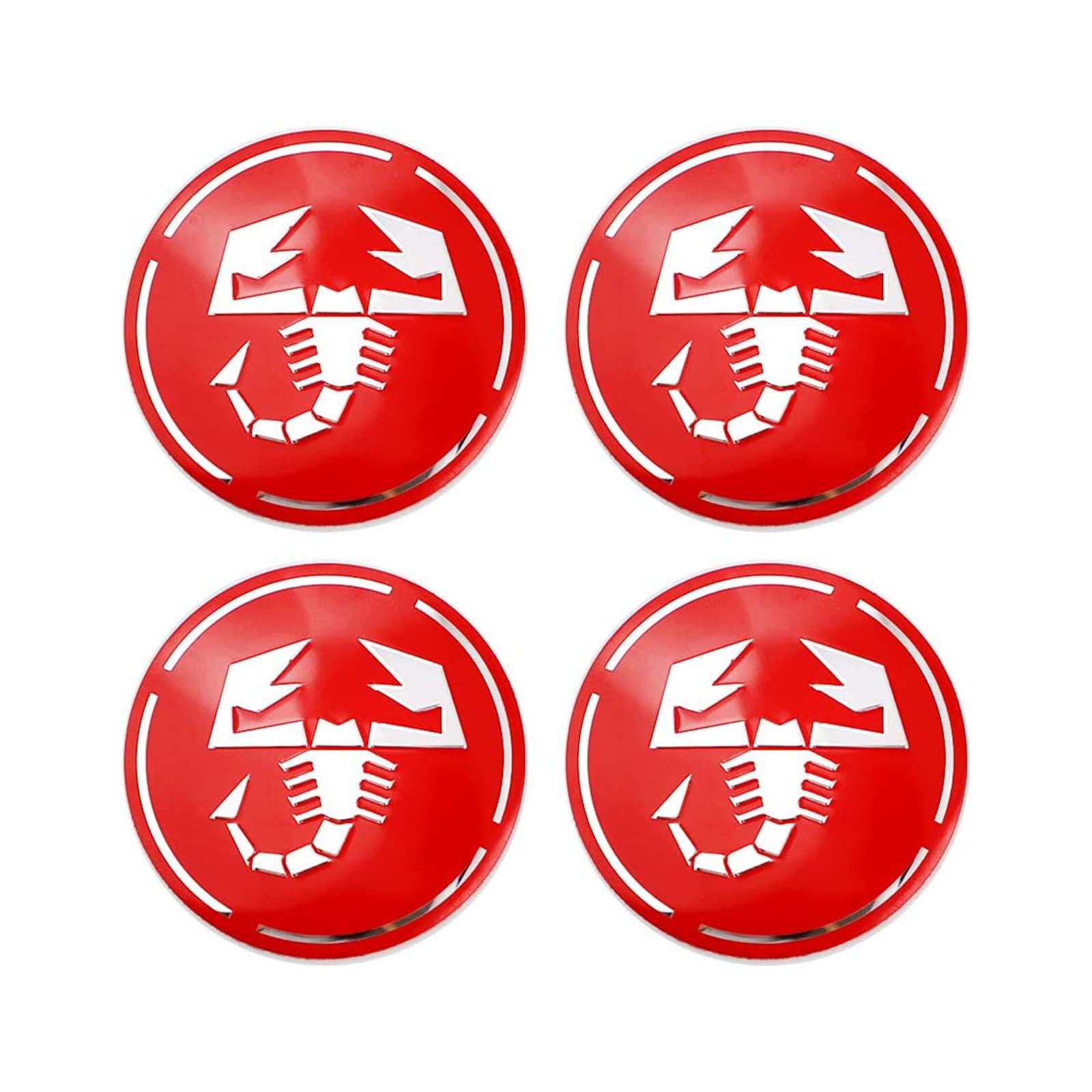 4 Stück Radnabenkappen Mittelabdeckung Emblem Abzeichen Aufkleber für Fiat Abarth Skorpion Emblem Aluminiumlegierung (Rot Weiß) von SGW