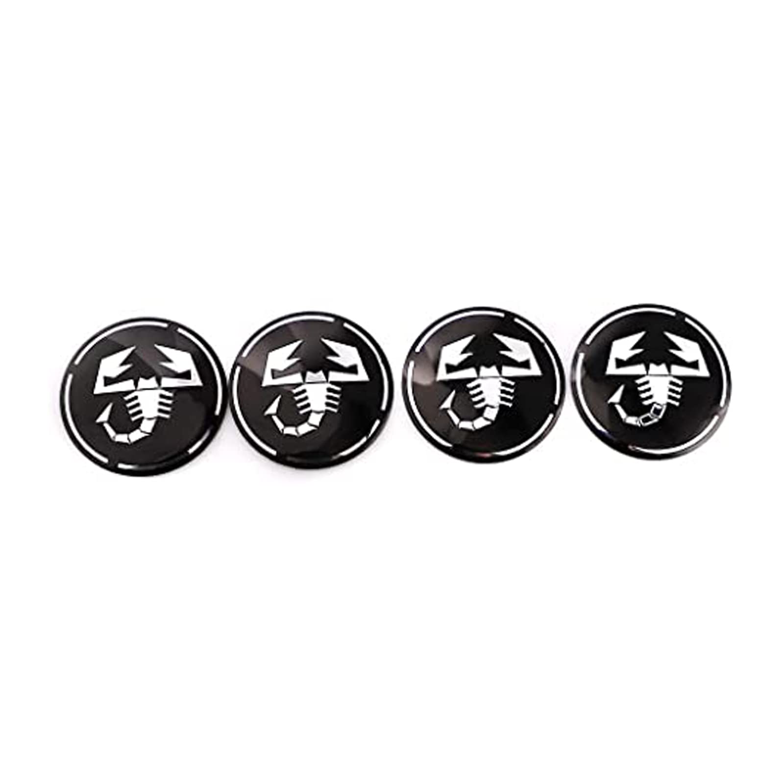 4 Stück Radnabenkappen Mittelabdeckung Emblem Abzeichen Aufkleber für Fiat Abarth Skorpion Emblem Aluminiumlegierung (Schwarz-Weiß) von SGW