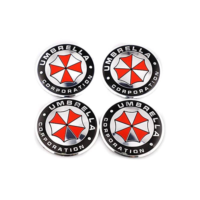 4 x Radnabenkappen, Mittelabdeckung, Schutz, Regenschirm, Radnabenabdeckung, Aufkleber, Emblem (schwarz/weiß) von SGW