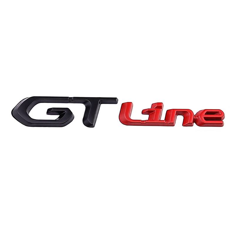 GT Line Emblem 3D Metall Abzeichen Auto Aufkleber Kotflügel Seite Auto Heck Kofferraum Dekoration (Schwarz Rot) von SGW