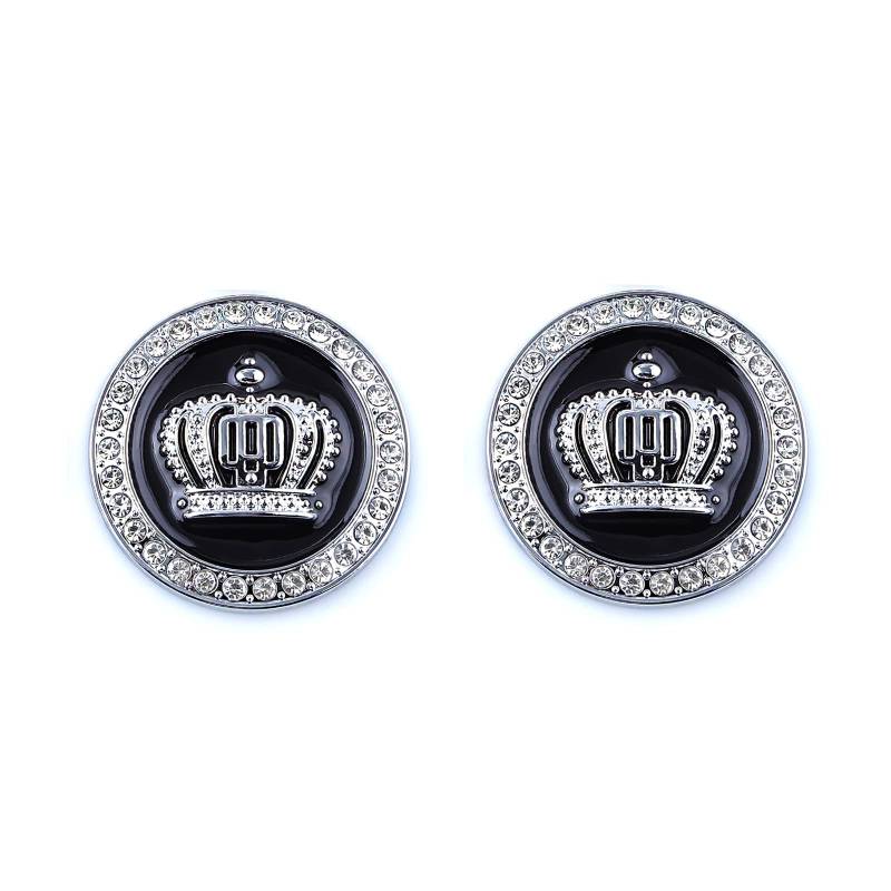 Große Krone Emblem Auto Abzeichen Aufkleber Strass Auto Aufkleber Automotive Außen Zubehör für Auto SUV LKW Motorrad (Silber Schwarz) von ZOUXO