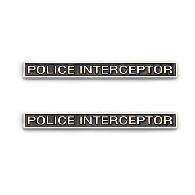 Polizei-Interceptor-Edition, Emblem für Auto, LKW, Ersatz für Universal-Fahrzeug, Auto, LKW, SUV, Schwarz / Weiß, 2 Stück von SGW