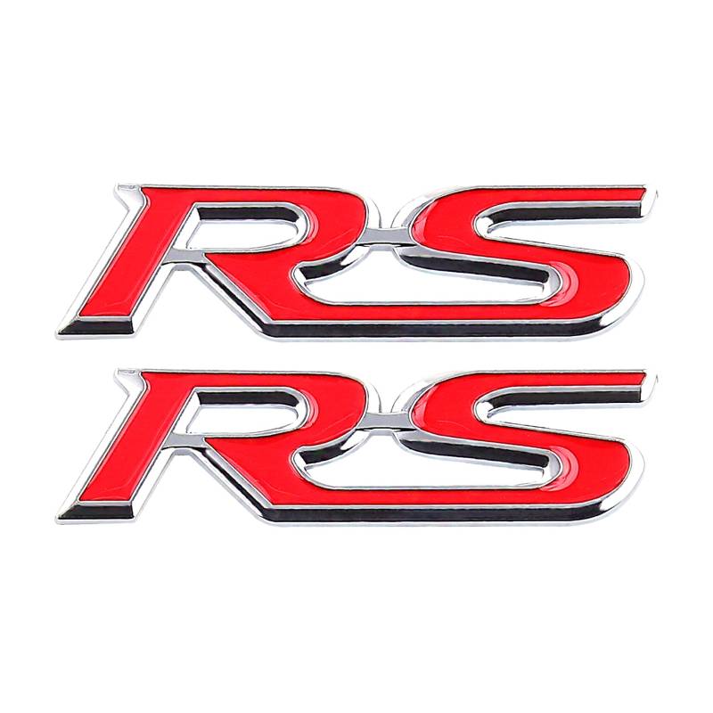 RS Emblem Rennsport Auto LKW Tür Karosserie Kofferraum selbstklebender Aufkleber für Auto Sport Dekoration Zubehör (rot) von SGW