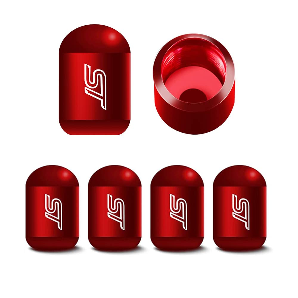 ST-Ventilkappen für Autoreifen, universelle Passform, für Auto, Kofferraum, Dekoration, Metall, Rot, 4 Stück von SGW