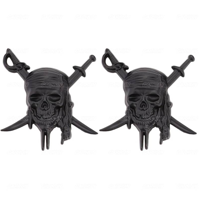 Schädel Emblem Auto Abzeichen Aufkleber Auto Seite Hintere Vordere Haube Kofferraum Tür Metall 3D Aufkleber(schwarz) von ZOUXO