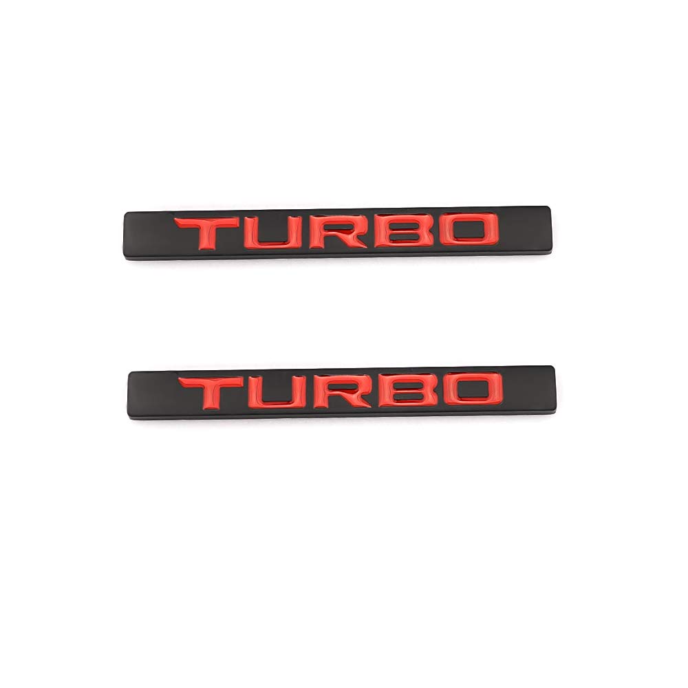 Turbo-Emblem, Auto-Seiten-Kotflügel, Heckklappe, Abzeichen, modifizierte Turbo-Embleme, Dekoration, Aufkleber, Ersatz für alle Autos (schwarz/rot) von SGW