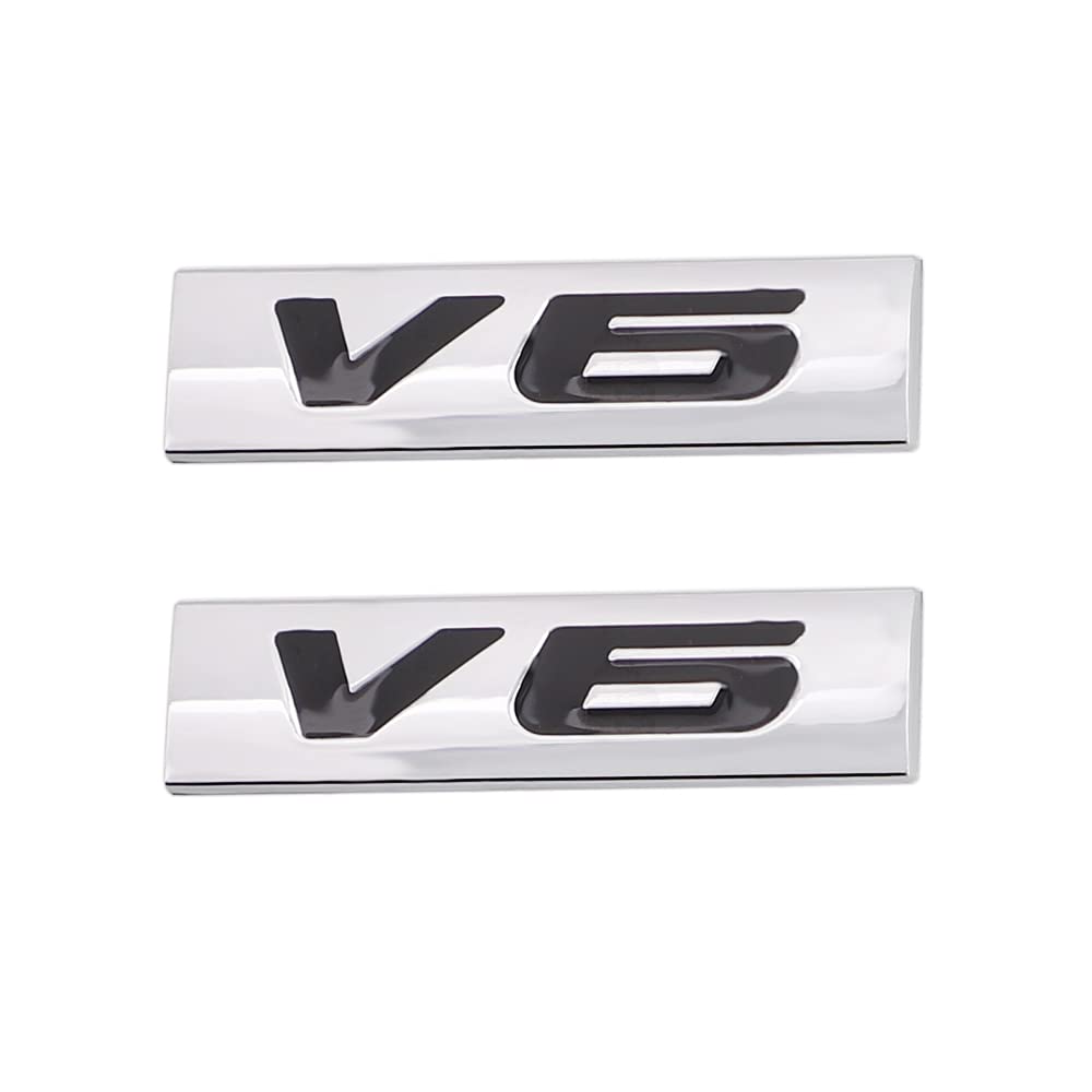 V6 Emblem Aufkleber Schild Chrom 3D Logo Token Auto Aufkleber Tuning Auto Aufkleber Metall Symbol (Schwarz Silber) von rusepin