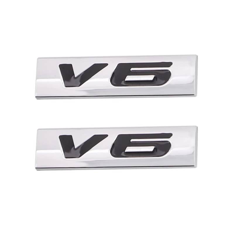 V6 Emblem Aufkleber Schild Chrom 3D Logo Token Auto Aufkleber Tuning Auto Aufkleber Metall Symbol (Schwarz Silber) von rusepin