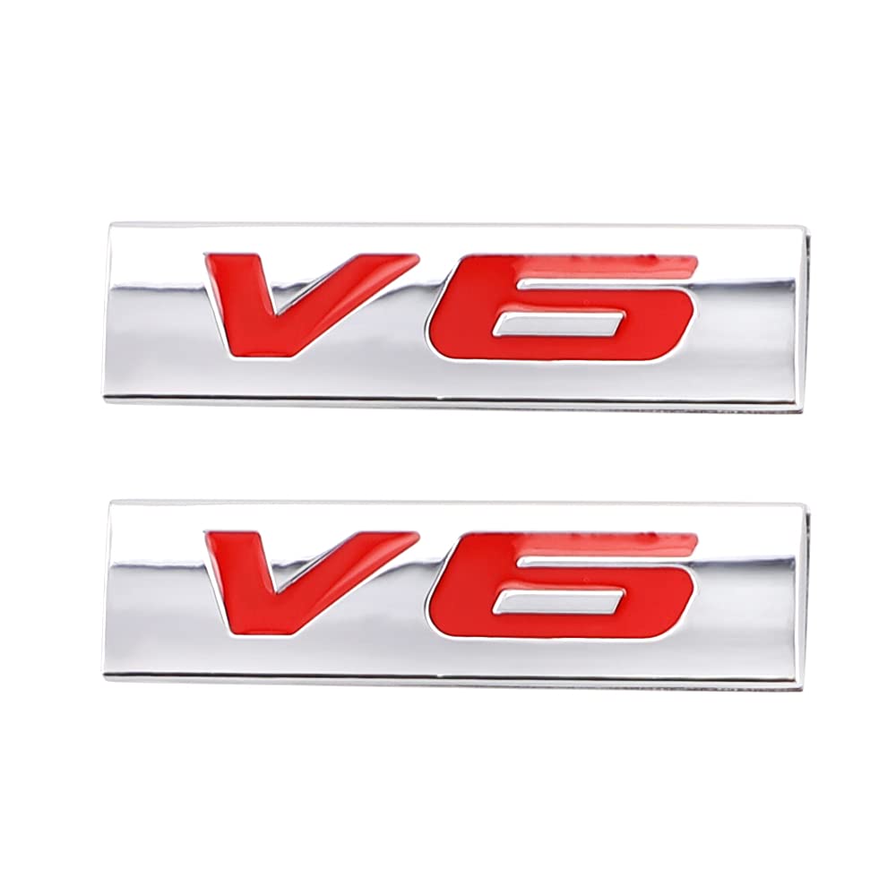 V6 Emblem Aufkleber Schild Chrom 3D Logo Token Auto Aufkleber Tuning Auto Aufkleber Metall Symbol (Silber) von SGW
