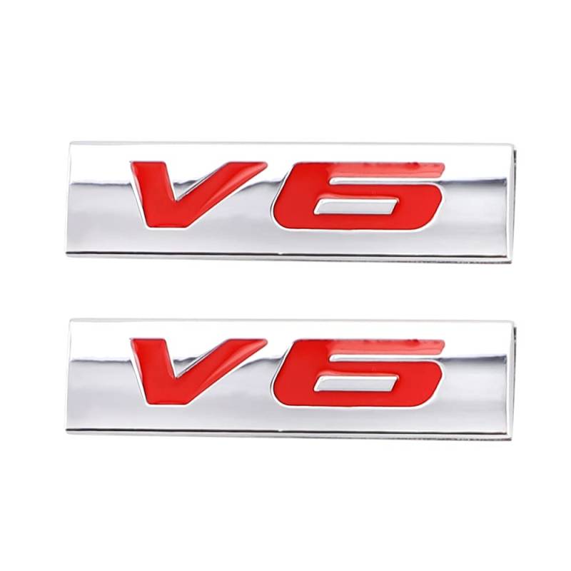 V6 Emblem Aufkleber Schild Chrom 3D Logo Token Auto Aufkleber Tuning Auto Aufkleber Metall Symbol (Silber) von SGW