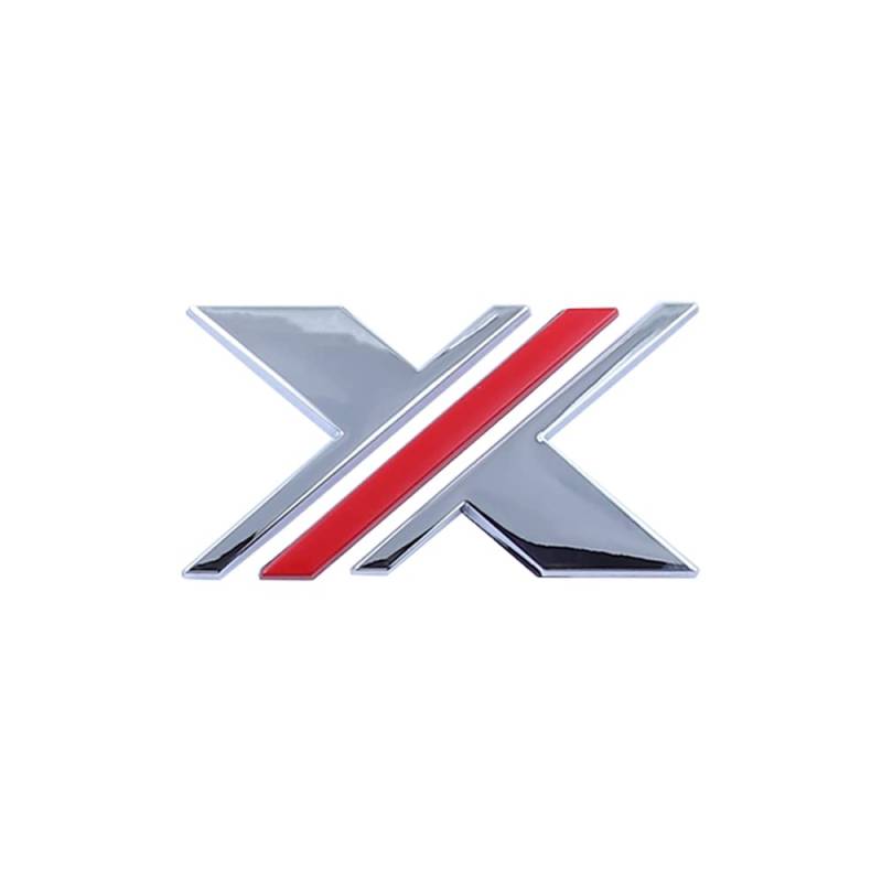 X-Emblem Applicable to the New Modified Car Logo X-POWER MGX Lettering Body Side Logo Rear Bumper Sticker (Silber Red) von SGW