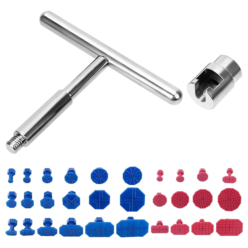 SGZIOO 31 Stück Dellen Reparaturset Auto, Ausbeulwerkzeug Karosserie T Bar Puller, Beulenzieher Auto mit 18 Blau & 12 Rot Abziehlaschen, Dellenzieher Lackfreies für Alle Arten von Dellen im Auto SGZIOO 31 Stück Dellen Reparaturset Auto, Ausbeulwerkzeug Karosserie T Bar Puller, Beulenzieher Auto mit 18 Blau & 12 Rot Abziehlaschen, Dellenzieher Lackfreies für Alle Arten von Dellen im Auto von SGZIOO