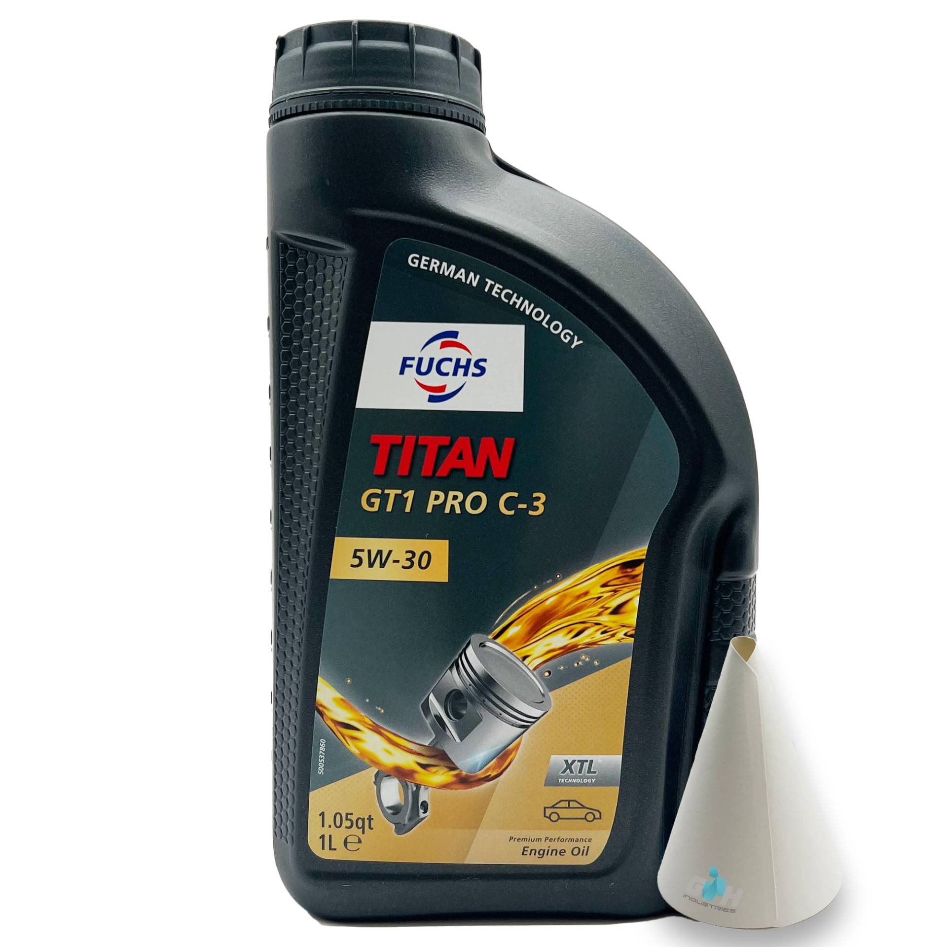 1 L Fuchs Titan GT1 Pro C-3 5W30 | passend für | VW 504 00 | VW507 00 | MB 229.51 | BMW LONGLIFE-04 | PORSCHE C30 | 1 Liter | Motoröl | Motorenöl |mit Trichter von SGplusMH