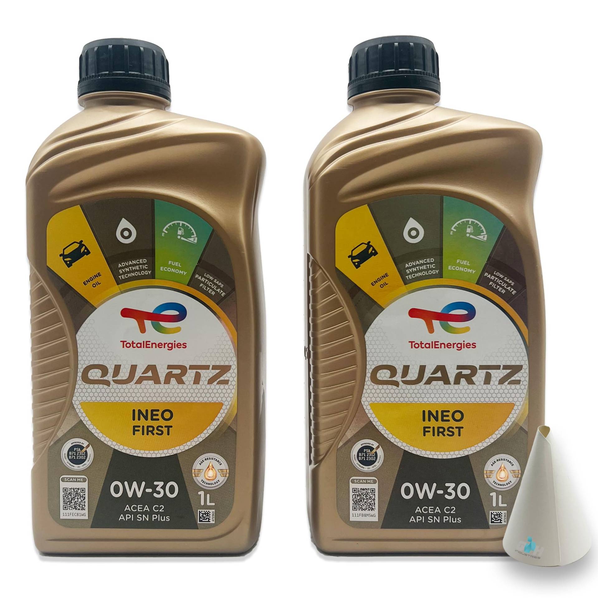 2 L Total Quartz Ineo First 0W-30 | passend für | PSA B71 2312 | PSA B71 2302 | 2 Liter | Motoröl | Motorenöl | mit Trichter | weitere Empfehlungen siehe Artikelbeschreibung von SGplusMH